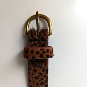 Animal Skin Print Belt w/ Gold Buckle Size M